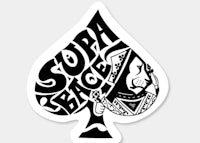 a black and white sticker with a spade on it